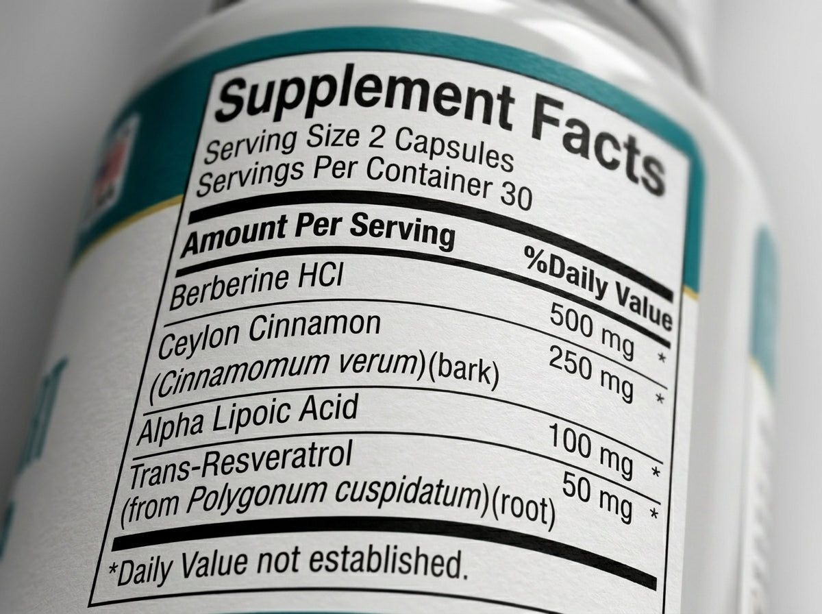 GLPro Supplement Facts label